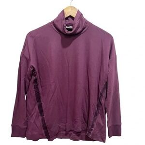 Splendid Collection Plum‎ Mock Neck Sweatshirt XS Viscose Blend Velvet Detail